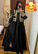 2 Pcs Women's Stitched Silk Embroidered Maxi and Jacket