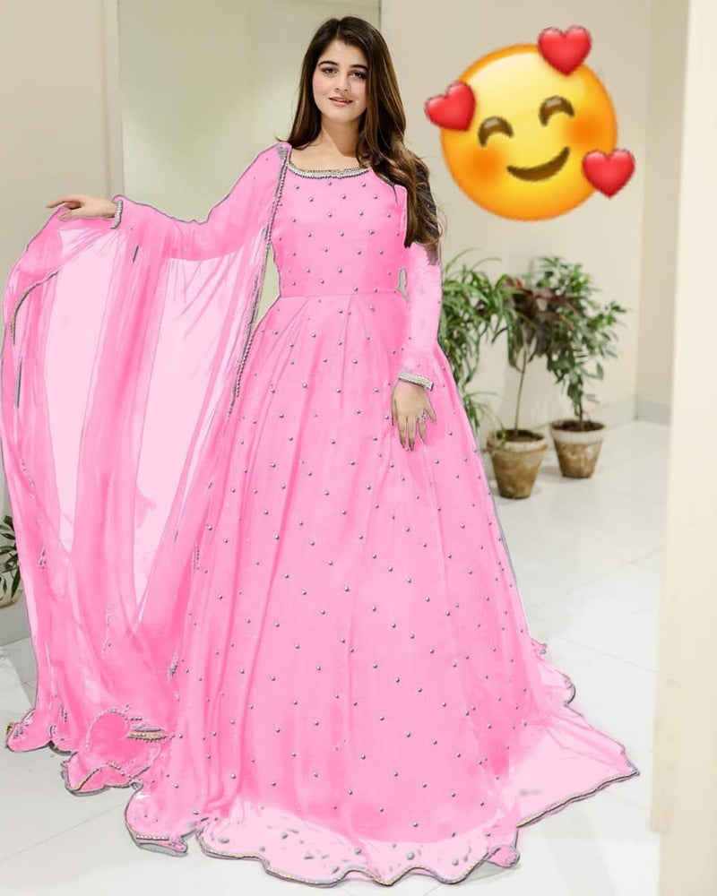 3 Pcs Women's Stitched Chiffon Patch Work Maxi Suit