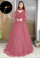 Elegant Pink Chiffon Maxi Suit Set - 3 Pcs Included