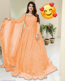 3 Pcs Women's Stitched Chiffon Patch Work Maxi Suit