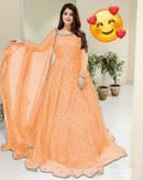 3 Pcs Women's Stitched Chiffon Patch Work Maxi Suit