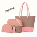 Women's PU Leather Plain Hand Bag Set