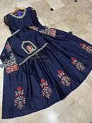 2 Pcs Women's Stitched Silk Embroidered Maxi and Jacket