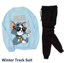 2 Pcs Men's Fleece Printed Sweatshirt Track Suit