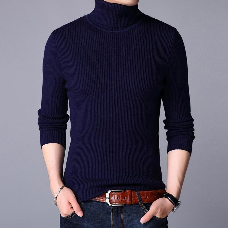1 Pc Men's Ribbed Plain Highneck