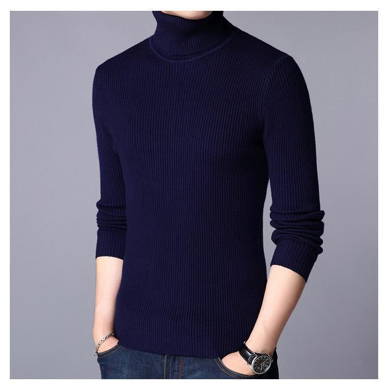 1 Pc Men's Ribbed Plain Highneck