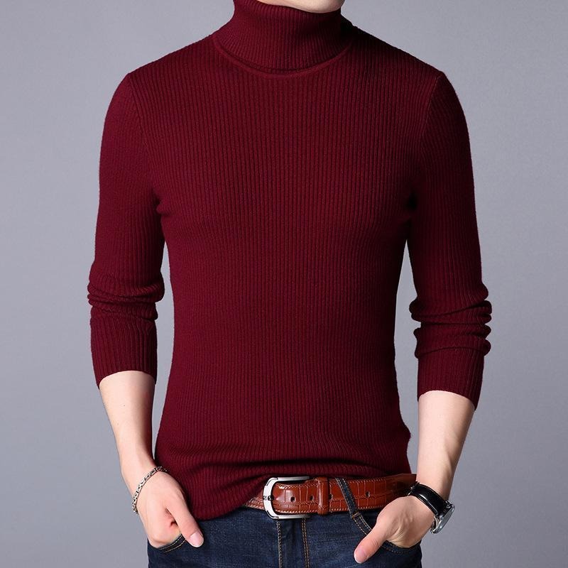 1 Pc Men's Ribbed Plain Highneck
