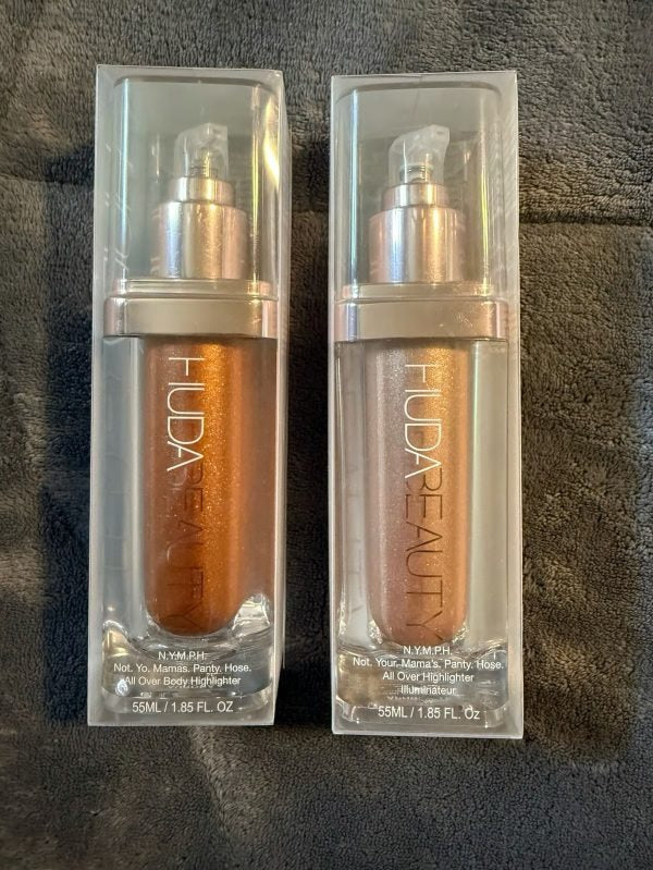 Huda Beauty N.y.m.p.h. All Over Body Highlighter – Liquid Illuminator For Face, Body & Legs – Water-based, Long-lasting Glow – 35 Ml (Oriignal)